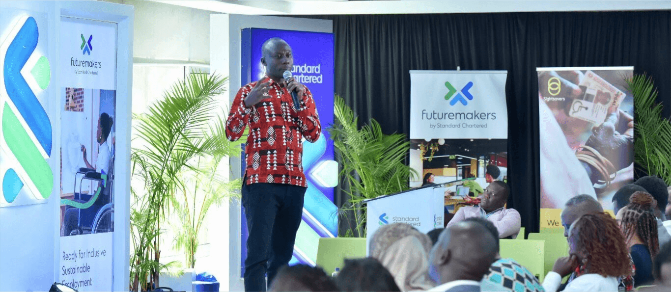 A group of participants listens to a speech by Light for the World Interim Country Director Daniel Oloo at the Future Makers 2.0 launch event.