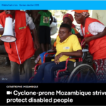 A screenshot from the DW report. It shows Helena Do Rego, a Disability Inclusion Facilitator from Light for the World, during a cyclone simulation exercise.